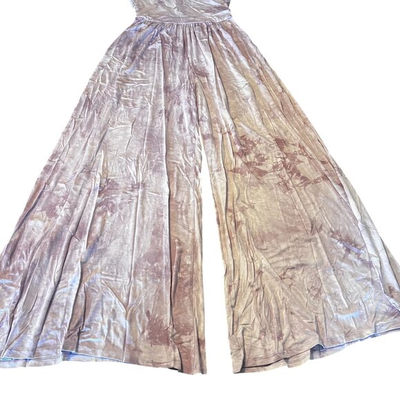Veveret Tie-Dye Lavender Wide-Leg Jumpsuit With Short Sleeves NWOT - Picture 4 of 9